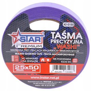 Taśma precyzyjna WASHI PREMIUM malarska bloker 25 mm x 50 m STAR 42-0150