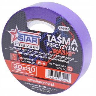 Taśma precyzyjna WASHI PREMIUM malarska bloker 30 mm x 50 m STAR 42-0151