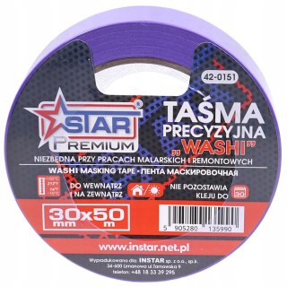 Taśma precyzyjna WASHI PREMIUM malarska bloker 30 mm x 50 m STAR 42-0151