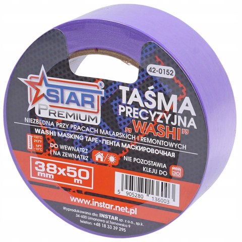 Taśma precyzyjna WASHI PREMIUM malarska bloker 38 mm x 50 m STAR 42-0152