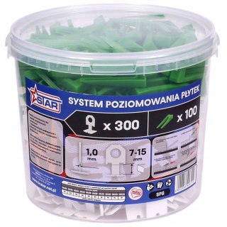 System poziomowania płytek 300 klipsów 1 mm + 100 klinów SP8 STAR 43-4105