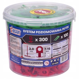 System poziomowania płytek 300 klipsów 3,0 mm + 100 klinów STAR 43-4305