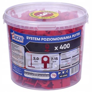 System poziomowania płytek 400 klipsów 3,0 mm czerwone STAR 43-4302