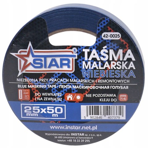 Taśma malarska niebieska maskująca wytrzymała 25 mm x 50 m STAR 42-0025