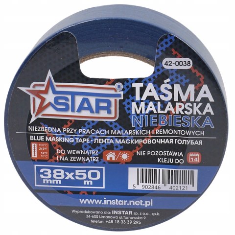 Taśma malarska niebieska maskująca wytrzymała 38 mm x 50 m STAR 42-0038