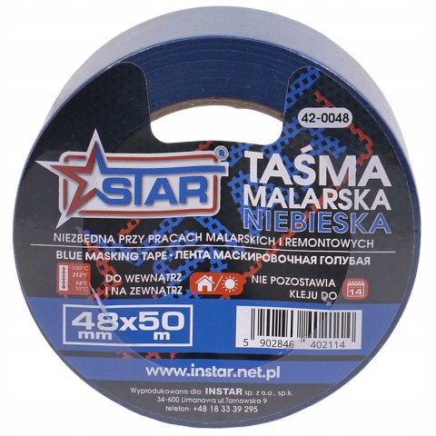 Taśma malarska niebieska maskująca wytrzymała 48 mm x 50 m STAR 42-0048