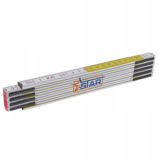 Miara drewniana składana 2m klasa III żółto biała STAR 62-0002
