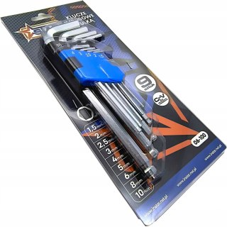 Klucze imbusowe z kulką komplet 9szt stal Cr-V uniwersalne STAR 06-100