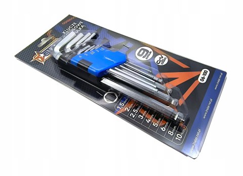 Klucze imbusowe z kulką komplet 9szt stal Cr-V uniwersalne STAR 06-100