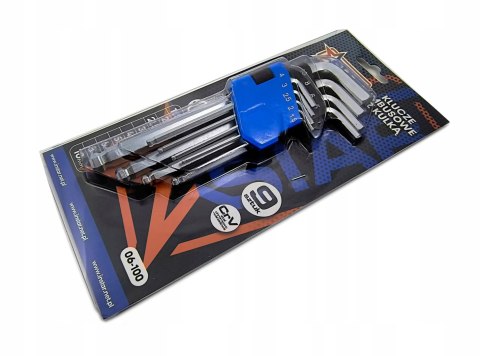 Klucze imbusowe z kulką komplet 9szt stal Cr-V uniwersalne STAR 06-100