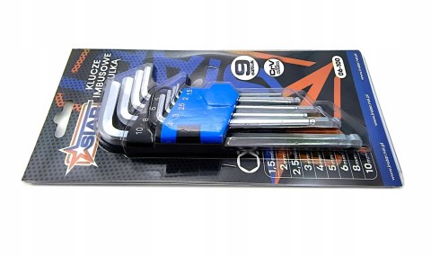 Klucze imbusowe z kulką komplet 9szt stal Cr-V uniwersalne STAR 06-100