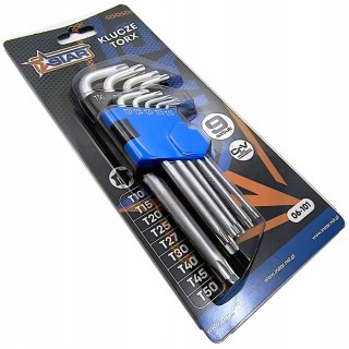 Klucze torx komplet 9 szt. stal Cr-V uniwersalne STAR 06-101