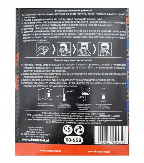 Maska przeciwpyłowa FFP2 z zaworkiem wydechowym elastyczna STAR 00-658