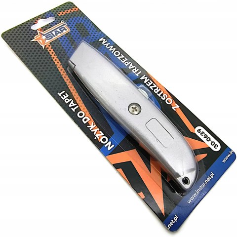 Nożyk do tapet z ostrzem trapezowym metalowa obudowa STAR 30-0639