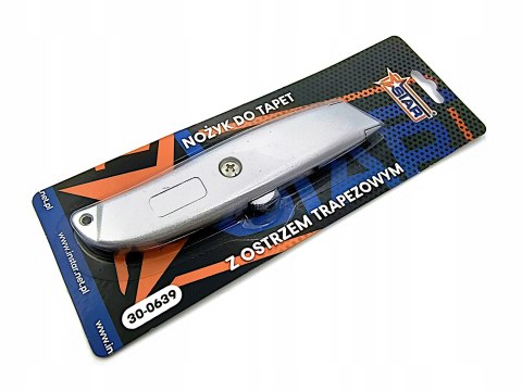 Nożyk do tapet z ostrzem trapezowym metalowa obudowa STAR 30-0639