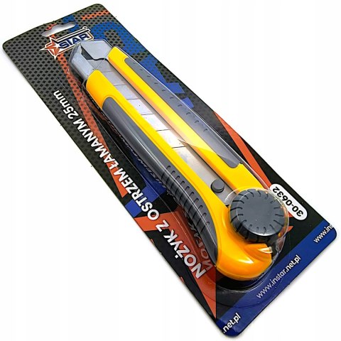 Nożyk z ostrzem łamanym 25mm segmentowy stal hartowana STAR 30-0632