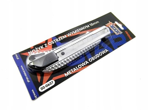 Nożyk z ostrzem wymiennym 18mm segmentowy metalowa obudowa STAR 30-0637