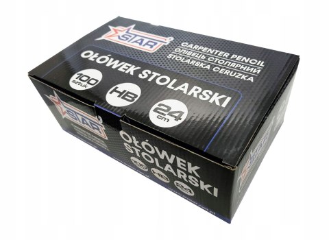 Ołówek stolarski HB płaski 24cm czerwony precyzyjny budowlany STAR 65-0664