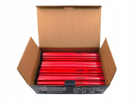 Ołówek stolarski HB płaski 24cm czerwony precyzyjny budowlany STAR 65-0664