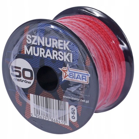 Sznurek murarski 50 m czerwony wytrzymały odporny precyzyjny STAR 0-50