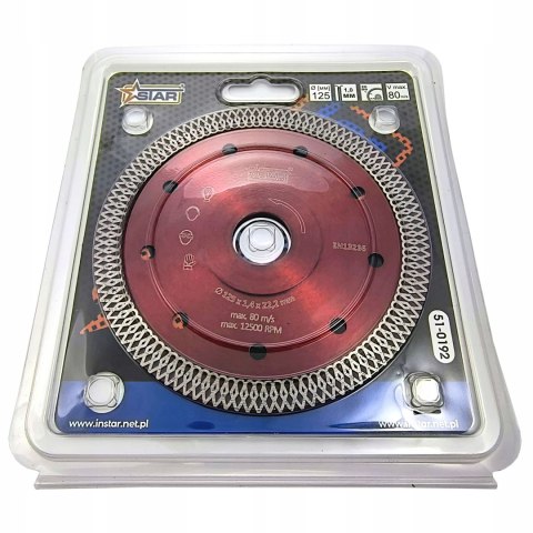 Tarcza diamentowa do cięcia 125x1mm typ warkocz precyzyjna STAR 51-0192