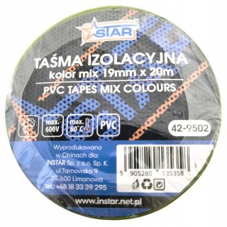 Taśma izolacyjna kolor mix (wybierany losowo) 19 mm x 20 m PVC STAR 40-9502