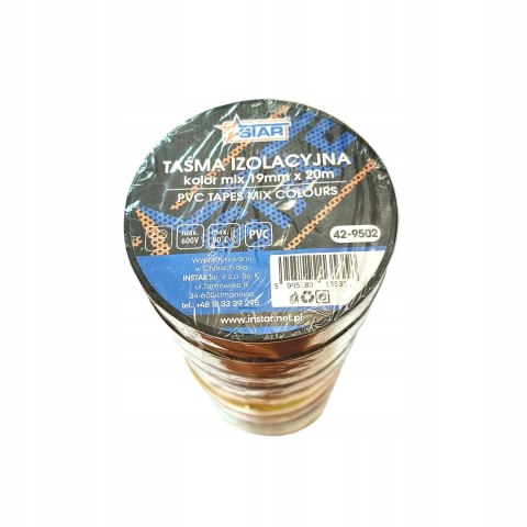 Taśma izolacyjna kolor mix (wybierany losowo) 19 mm x 20 m PVC STAR 40-9502