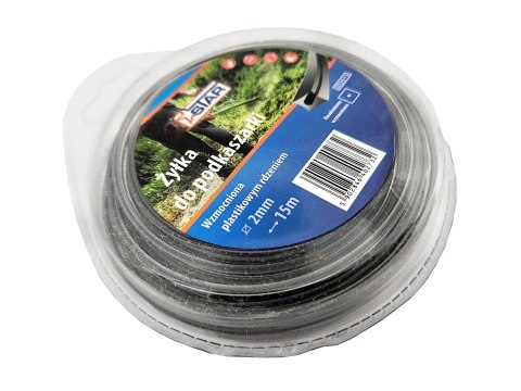 Żyłka do podkaszarki 3mm x 15m wzmacniana rdzeniem plastikowym STAR ZD3015