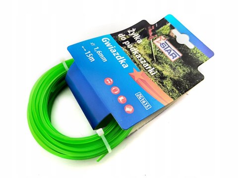 Żyłka do podkaszarki gwiazdka 2.4mm x 15mb zielona STAR ZG2415