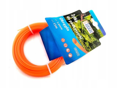 Żyłka do podkaszarki okrągła 1,6mm x 15mb pomarańczowa STAR ZO1615