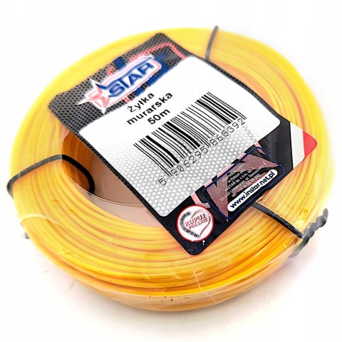 Żyłka murarska 50mb żółta odporna do wyznaczania linii gr. 1mm STAR 1-50CH