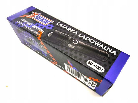 Latarka LED 10W 2000 lm mocna taktyczna aluminiowa STAR 80-0001