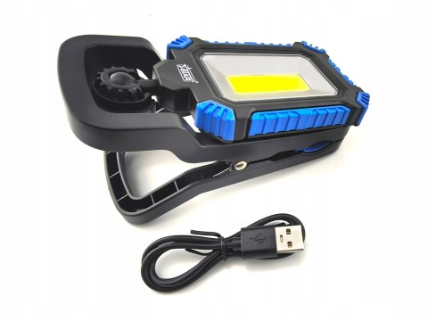 Latarka warsztatowa LED COB 5 W z klipsem akumulatorowa USB STAR 80-0003