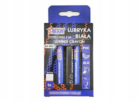 Lubryka kredka traserska 105x13mm biała 5 szt. uniwersalne STAR 65-0021