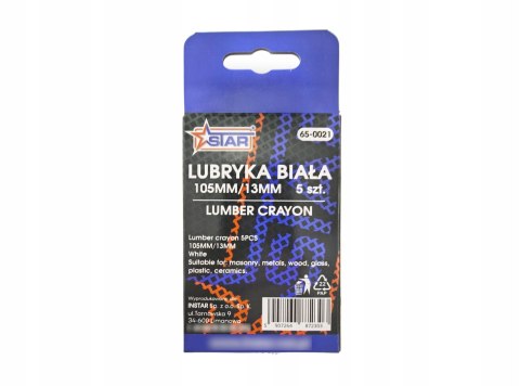 Lubryka kredka traserska 105x13mm biała 5 szt. uniwersalne STAR 65-0021