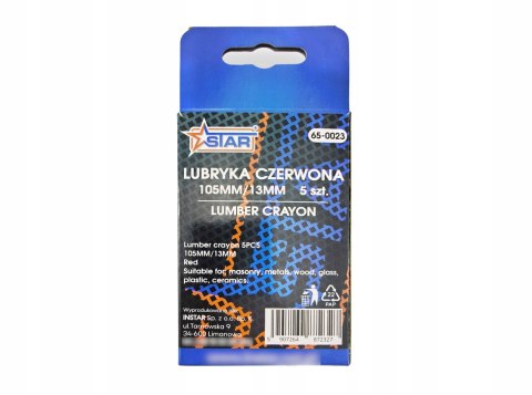 Lubryka kredka traserska 105x13mm czerwona 5 szt. uniwersalne STAR 65-0023