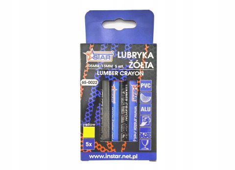 Lubryka kredka traserska 105x13mm żółta 5 szt. uniwersalne STAR 65-0022