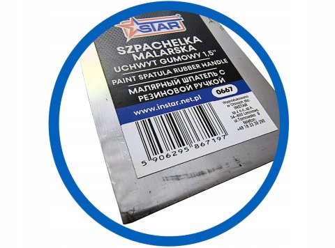 Szpachelka malarska 1,5" (3,8cm) stalowe ostrze uchwyt gumowy STAR 0667