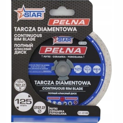 Tarcza diamentowa 125 mm pełna STAR 51-0188