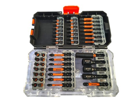 Zestaw bitów 47 elementów 1/4 cala w estetycznej skrzynce STAR 05-0110