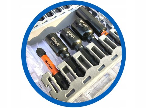Zestaw bitów 47 elementów 1/4 cala w estetycznej skrzynce STAR 05-0110